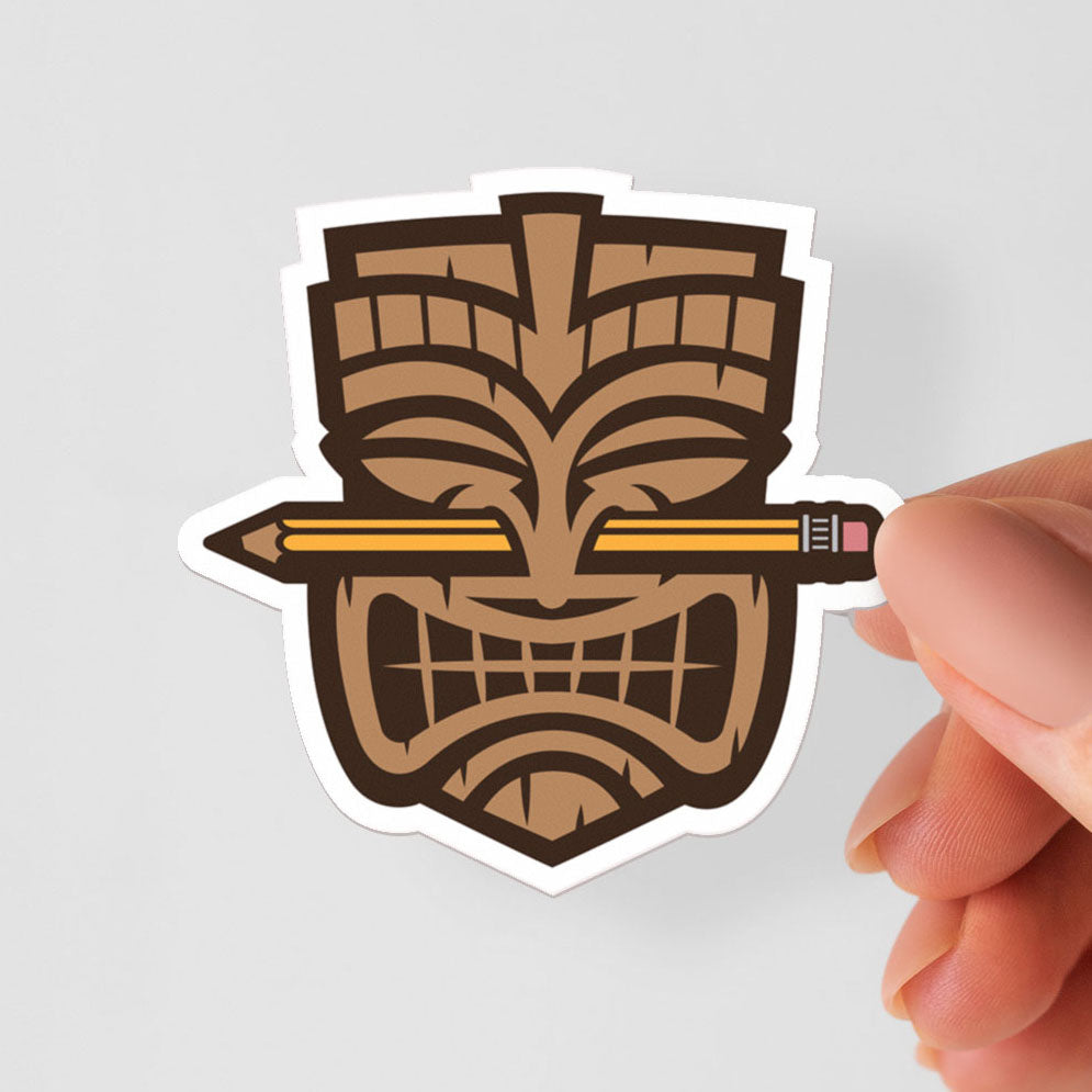 Pencil Holder Tiki Sticker